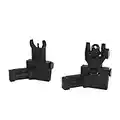 ZONGER 45 Degree Offset Iron Sights - Fiber Optic flip up Sights Offset Sights with Red and Green Dots Fit Picatinny & Weaver Rails- Front and Rear Sights (Black)