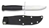 Cuchillo MORAKNIV Modelo Scout 39. Mango de Abedul Negro. Hoja: 8,5 cm. Funda de Piel. Herramienta para Caza, Pesca, Camping, Outdoor, Supervivencia y Bushcraft