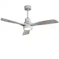 Sofucor 52 Inch Wood Ceiling Fan With Lights Remote Control Dimmable LED Light 3 Fan Blades Reversible DC Motor Modern Ceiling Fan with 3 Downrods(5 inch/10 inch/24 inch) for Farmhouse/Patios Siliver