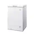 Midea MRC04M3AWW Chest Freezer, 3.5 Cubic Feet Mini Freezer With Removable Basket, Adjustable Temperature, For Kitchen Garage Apartment Office, White