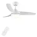 Wellspeed Ceiling Fans with Lights, White Ceiling Fan with Light Remote Control, 42 Inch Modern Ceiling Fan with Light, Quiet 3-Blade Ceiling Fan for Living Room, Bedroom, Patios (Indoor, Outdoor)