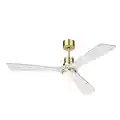 Obabala 52" White Ceiling Fans with Lights Remote Control Modern 3 Blade Wood Ceiling Fan with Lights Noiseless Reversible DC Motor and Gold