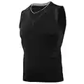 AMZSPORT Herren Kompressions-Tanktop Ärmellos Funktionsshirts Baselayer Unterhemd Schwarz L