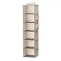 YOUDENOVA Étagère de Penderie à Suspendre Pliable,6 Niveaux,Rangement de Placard Suspendu,Organisateur de Vêtements avec Renfort Intérieur,Rangement Chaussure Beige