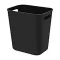 UUJOLY Plastic Small Trash Can Wastebasket, Garbage Container Basket for Bathrooms, Laundry Room, Kitchens, Offices, Kids Rooms, Dorms, 3.5 Gallon, Black