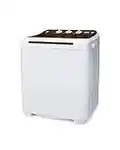 TABU Portable Washing Machine, 2 in 1 Washer Machine, Twin Tub Washing and Spining Combo Machine, 16.5LBS Portable Washer for Apartment, Dorms, RVs, Camping and More, White&Brown