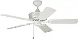 Monte Carlo 5HVO44RZW Haven Outdoor Ceiling Fan with Pull Chain, 44 inch, White - no Light, 5 MDF Blades