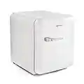 Mellerware Mini refrigerador eléctrico Freezy! Mini nevera 48 L eficiencia energética A+ Frigorífico pequeño 50 cm alto Apertura derecha Compartimento latas y botellas (Blanco)