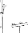 Hansgrohe 27812400 Crometta Vario combinación de set de ducha y termostato, 2 tipos de chorro, 0,65m, blanco/cromo