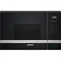 Siemens BE525LMS0 iQ500 - Microondas integrable, 38 cm, 20 L, 800 W, Grill 1000 W, Color negro y acero inoxidable