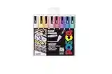 Posca PC-5M Water Based Permanent Marker Paint Pens. Premium Medium Tip for Arts and Crafts. Multi Surface Use On Wood, Metal, Paper, Cardboard, Glass, Fabric, Ceramic & Stone. Set of 8 Pastel