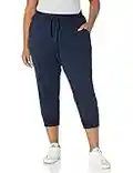 Amazon Essentials Pantalon de Jogging 3/4 en Molleton Éponge (Grandes Tailles Disponibles) Femme, Bleu Marine Chiné, L