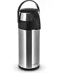 3L / 3000ml Stainless Steel Airpot Air Pot Flask Hot Cold Tea Coffee Pump Action Vacuum Flask by Denny International® (Set of 1 Airpot)