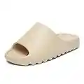 Puimentiua Weiche Open-Toe Schlappen,rutschfest Schnelltrocknend Slippers,Flach Dusch-Badeschuhe Strand Outdoor,Sommer Unisex Slippers,Damen Hausschuhe,Herren Pantoletten | A-Beige,44 EU