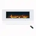 Masarflame Electric Fireplace, 50 Inches Wall Mounted Fireplace (NOT for Recessed), Vent on The Top, Timer & Remote, Log & Crystal, Touch Screen, 1500/750W, Black