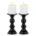 Nuptio 2 Piezas Candelabros para Velas Pilar, Candelabro Negro para Velas 5cm Decoraciones Navideñas Halloween, Ideal para Bodas Eventos Especiales Fiestas Sala Estar