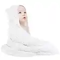 Yoofoss Baby Bath Towel 100% Muslin Cotton Hooded Baby Towels Large 32x32Inch Soft and Absorbent for Babies, Infant and Toddler, Newborn Essential for Boys Girls (White)