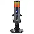 The G-Lab K-Mic Natrium Microphone Gaming RGB - Haute Qualité Audio, Support Anti-Vibrations - Micro de Bureau USB Idéal Gaming, Streaming, Podcast, Twitch, Youtube pour PC/PS4/PS5 - Nouveau 2022