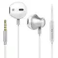 GAMURRY Auriculares In Ear con Microfono,Auriculares con Bajos potentes,Soporte Control de Volumen de Llamadas(Clavija de 3,5 mm)para Samsung,Xiaomi,Huawei,LG,Google Pixel etc-Blanco