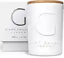 GIANT CANDLES London | 200 Hours | 1,900g XXL Ceramic Scented Luxury Candle | 4 Wicks | Gift Box | 100% Natural Vegan Soy Wax | by Giant Organics | Extra Large XL Big Candle | Scent: Silver Linen