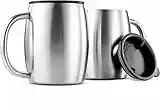 Lawei 2 Stück Edelstahl Kaffeebecher 400ml Campingtasse Isolierbecher Edelstahlbecher Thermobecher Kaffeetasse mit Deckel für Reise Getränke Kaffee Tee Wein