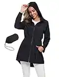 Womens Hooded Raincoat Waterproof Jackets For Women Lightweight Rain Jackets Black L