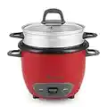 Aroma Housewares ARC-743-1NGR 6-Cup (Cooked) (3-Cup UNCOOKED) Pot Style Rice Cooker and Food Steamer,Red