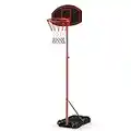 GYMAX Portable Basketball Hoop, 6.5-8.5FT Height Adjustable Basketball Hoop Stand with Fillable Base & Moving Wheels, Weather-Resistant Basketball System for Kids Youth Adult Outdoor Game Play Set