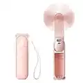 JISULIFE Handheld Mini Fan, 3 IN 1 Hand Fan, Portable USB Rechargeable Small Pocket Fan, Battery Operated Fan [14-21 Working Hours] with Power Bank, Flashlight Feature for Women,Travel,Outdoor-Pink