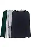 Smallshow Mujer Top Camiseta Premamá Lactancia De Manga Larga 3 Pack,Black/Grey/Deep Green,M