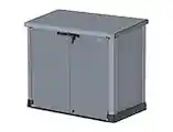 Duramax Cedargrain StoreAway 1200L Plastic Garden Storage Shed/ Flat Lid, Outdoor Storage, Wheelie bin box, Durable Construction– Ideal for Tools, Bikes, BBQs & 2x 240L Bins, 145x85x125 cm, Grey