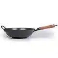 臻三环 ZhenSanHuan Wok e padelle in ghisa, senza rivestimento, adatto a induzione, fondo piatto (32 cm)