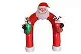 9 Foot Tall Giant Christmas Inflatable Santa Claus Archway Arch with Teddy Bear Sugar Cane Cute LED Lights Lighted Blowup Party Decoration for Outdoor Indoor Home Garden Family Prop Yard