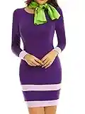 MSABSIC Daphne Adult Costume Round Neck Casual Halloween Dress for Women Purple L