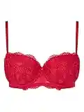 Ann Summers Sexy Lace Planet Balcony Bra with Underwire Padded Cups and Charm Detail-Push up Bra -Removable Pads -Every Day Bra - Red