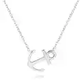 ELBLUVF 18k Silver Gold Rose Gold Plated Stainless Steel Women Sideways Anchor Pendant Necklace 18inches Choose Colors (Silver)