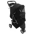 Foldable Pet Stroller for Cats and Dogs 3 Wheels Carrier Strolling Cart with Weather Cover, Storage Basket + Cup Holder