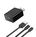 AC Adapter 2A Rapid Charger Compatiable for All New Amazon Kindle Fire HD 10 9th Generation 2021 Release, Fire HDX 6" 7" 8.9" 9.7", Fire 7 HD 8 10 Tablet with 5Ft Micro-USB & USB C Cable