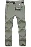 TBMPOY Men's Outdoor Lightweight Windproof Belted Quick-Dry Hiking Pants Thin Sage Green M