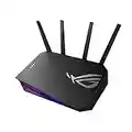 GS-AX3000 dual-band WiFi 6 gaming router, PS5 compatible, Mobile Game Mode, VPN Fusion, Instant Guard, Gear Accelerator, Gaming Port, Adaptive QoS, port forwarding, ASUS Aura RGB