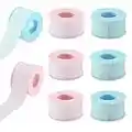 WSERE 6 Roll Eyelash Extension Tape, Under Eye Tape Lash Extension Tape, Microfoam Eyelash Tape Micropore Lash Tape for Eyelash Extensions, Pink Blue Silica Gel Non-woven Fabric Lash Adhesive Tape S