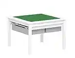 Utex 2 In 1 Kids Construction Play Lego Table with Storage Drawers and Built In Plate White