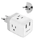 TESSAN Switzerland Plug Adapter, Swiss Travel Power Adaptor with 3 Outlets 2 USB Ports, Plug Converter for US to Switzerland, Liechtenstein, Rwanda, Type J