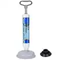 XREXS Drain Buster Toilet Air Plunger - Powerful Drain Plunger with 2 Type Suction Cups, Toilet Unblocker Vacuum Plunger, Sink Unblocker Suitable for Toilet, Bathtub, Shower(Blue)