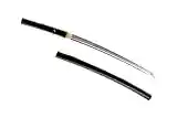 Handmade Sword - Fully Functional Kill Bill O-Ren Ishii Shirasaya Wakizashi, 1095 Carbon Steel Clay Tempered, Full Tang, Sharp, Black Scabbard and Handle, Certificate