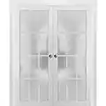 Sliding French Double Pocket Doors 60 x 80 inches Frosted Glass 12 Lites| Felicia 3312 Matte White | Kit Trims Rail Hardware | Solid Wood Interior Bedroom Sturdy Doors…