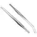 2 Pcs Aquarium Tweezers Stainless Steel Straight Curved Tweezers Fish Tank Clean Aquatic Tool Feeding Tongs for Fish Tank Aquarium