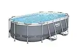 Bestway 56622E Power Steel Above Ground Pool, White/Gray