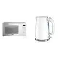 Panasonic NNSG676W Mid-size 1.3 cft. 1100W Genius Microwave Oven, White & BLACK+DECKER Honeycomb Collection Rapid Boil 1.7L Electric Cordless Kettle with Premium Textured Finish, White, KE1560W