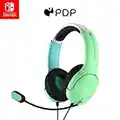 PDP Gaming LVL40 Stereo Headset with Mic for Nintendo Switch - PC, iPad, Mac, Laptop Compatible - Noise Cancelling Microphone, Lightweight, Soft Comfort On Ear Headphones, 3.5 mm Jack - Blue and green
